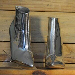 Cape Robbin Ankle Boots Patent Leather Silver Size 10